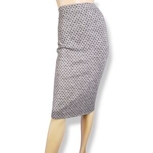 Free People Black & Gray Dotted Midi Knit Pencil Skirt Size Large